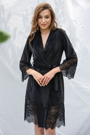 Велюровий Халат з Мереживом Shato