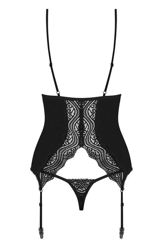Черный корсет и стринги Obsessive