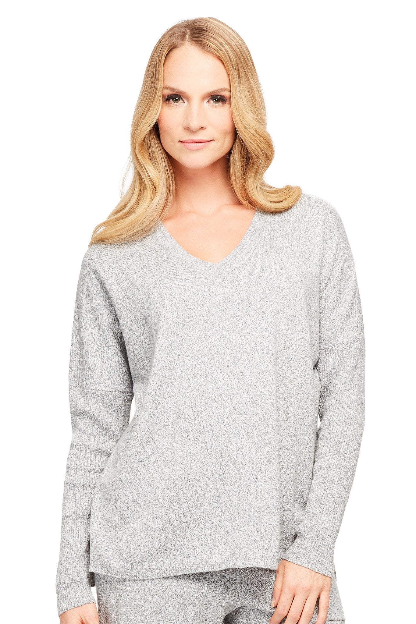 V-Neck Sweater With Rib Sleeves
