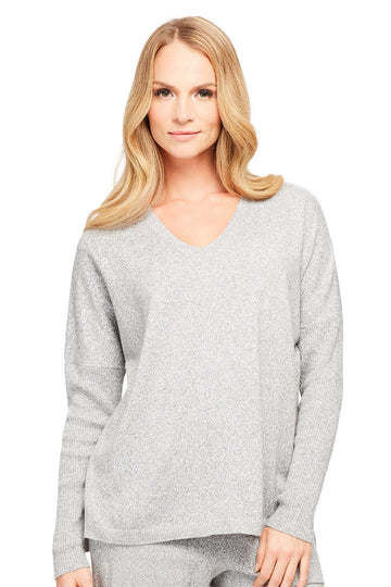 V-Neck Sweater With Rib Sleeves